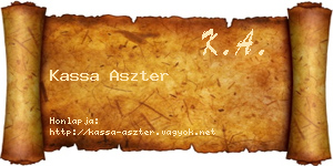Kassa Aszter névjegykártya